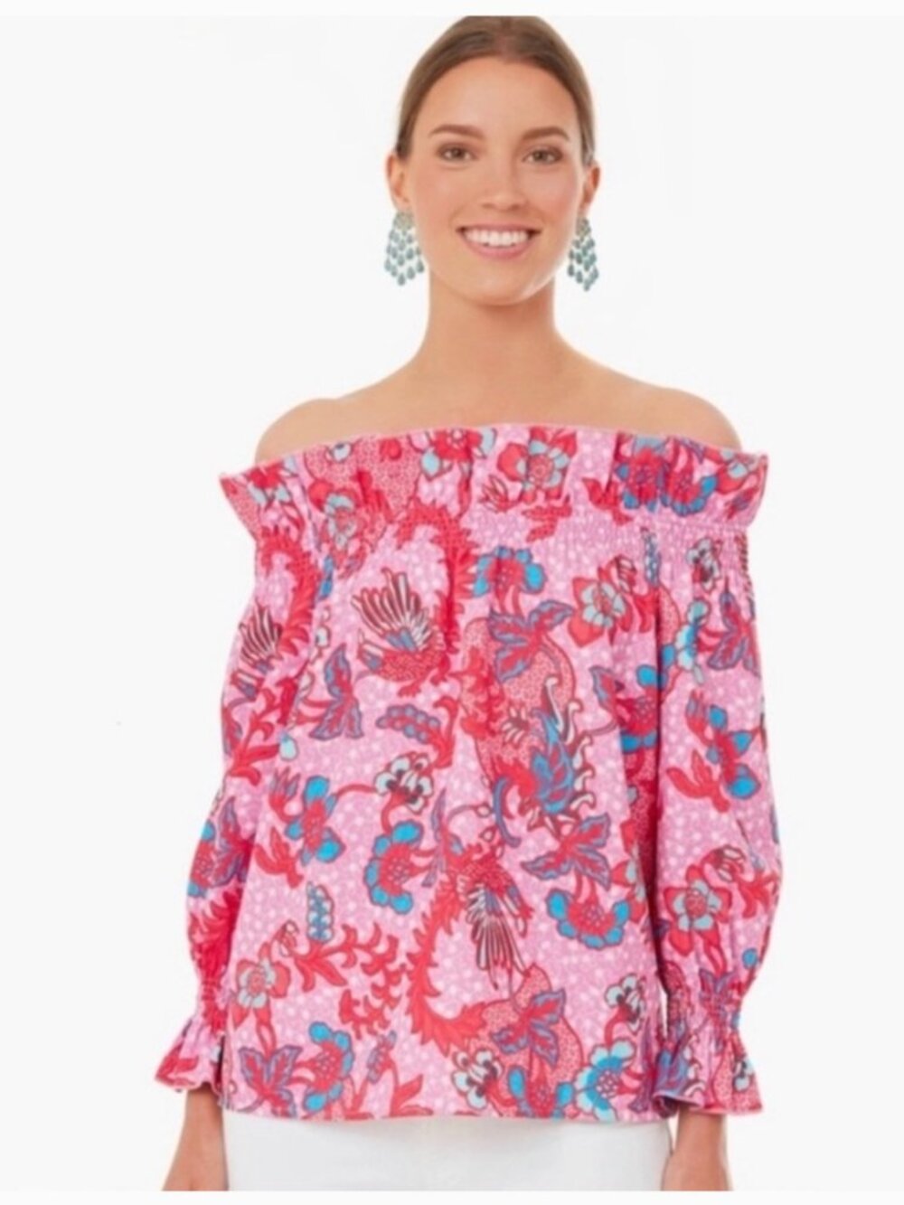 Tuckernuck Bougainvillea Breeze Off The Shoulder Marguerite Blouse, Medium